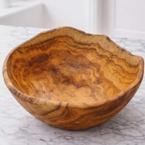 Handcrafted Rustic Olive Wood Bowl – Large