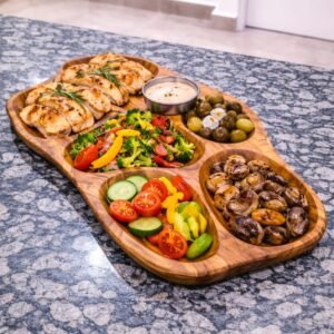 Handcrafted Olive Wood Appetizer Tray – Multi-Section