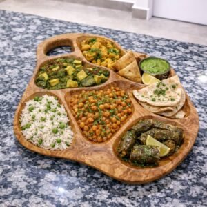 Handcrafted Olive Wood Appetizer Tray – Large Multi-Section