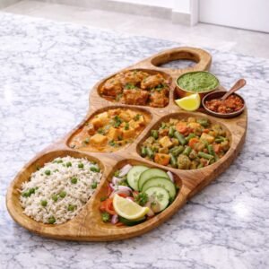 Handcrafted Olive Wood Serving Tray – Multi Compartment