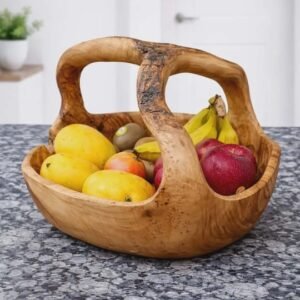 Unique Handcrafted Olive Wood Fruit Basket